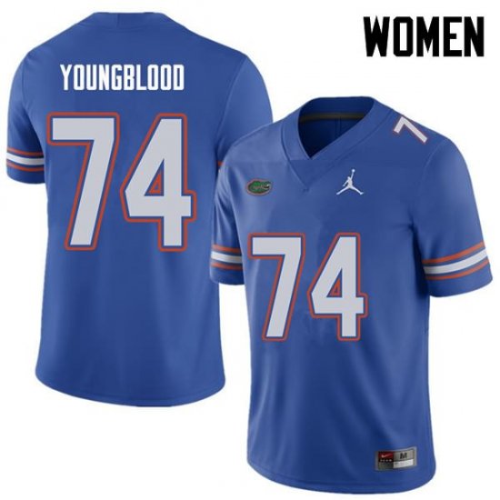 Women's Florida Gators #74 Jack Youngblood NCAA Jordan Brand Royal Authentic Stitched College Football Jersey ERH2362ZX